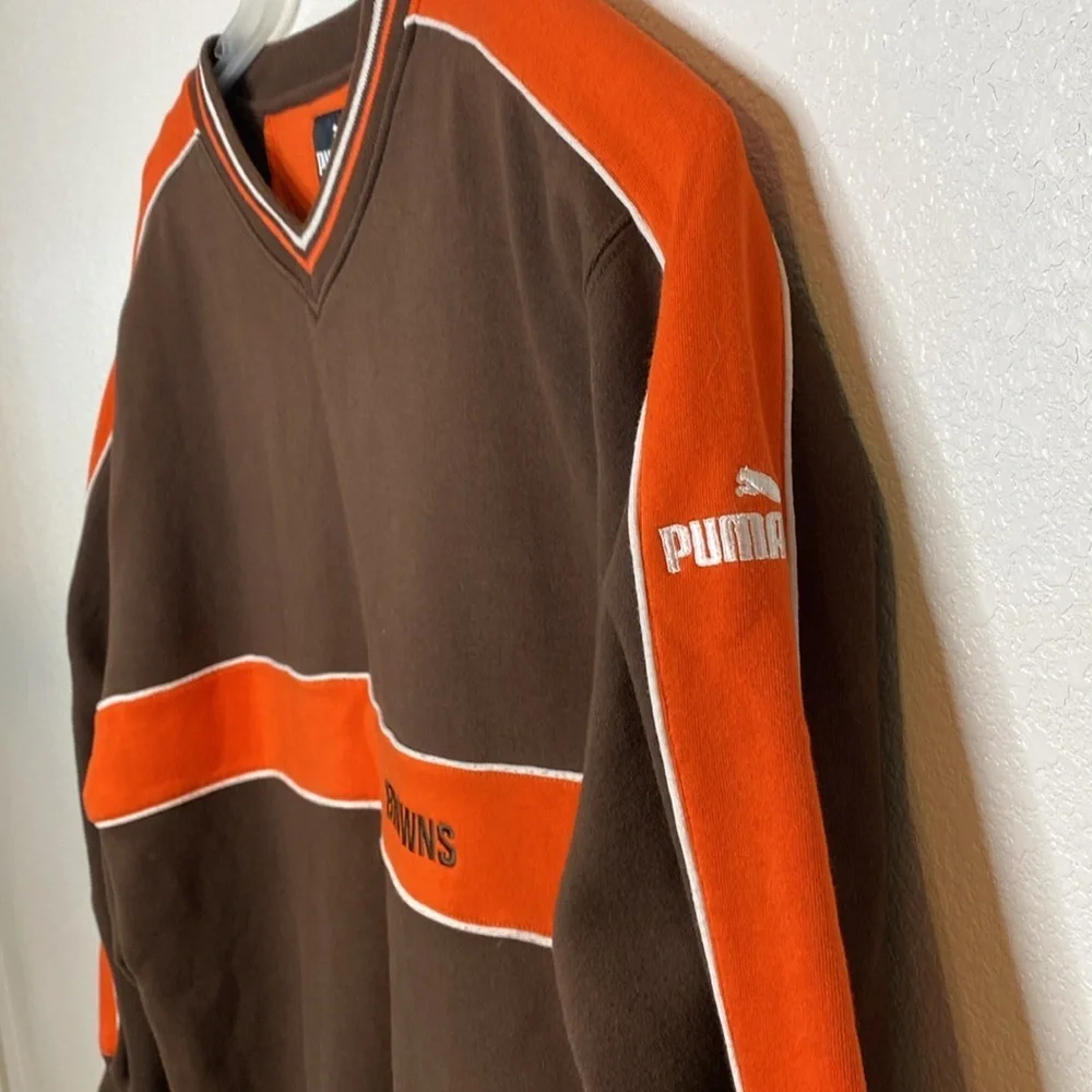 PUMA Cleveland Browns V Neck Sweatshirt Size XXL